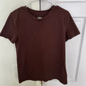 GAP Tall 100% Organic Cotton Vintage Crewneck T-Shirt Espresso Brown Small Tall